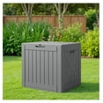 thumbnail image 6 of SONGMY 42 Gallon Deck Box Waterproof, Resin Outdoor Storage Box with Side Handles, Outdoor Storage Benches Lockable for Patio Cushions and Garden Tools (Gray), 6 of 7