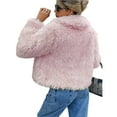 thumbnail image 3 of Abrigo de Piel Sintética para Mujer, Chaqueta de Piel con Solapa Corta, Parka de Larga con Abertura Frontal Rosa L, 3 of 7