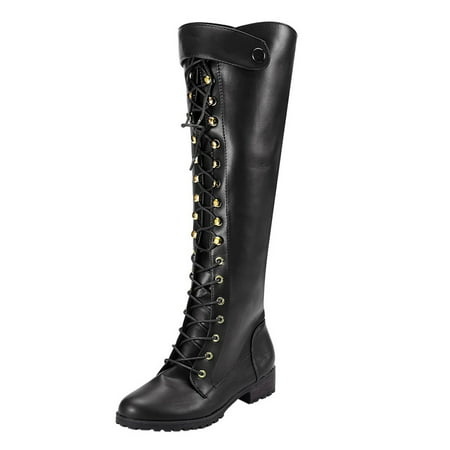 

Cathalem Shoes Women Adult Female Womens Boots Heel Knee High States Fall and Winter Women s Boots foreign Trade Large Thigh High Boots for Women Black 8