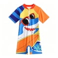 thumbnail image 2 of Boys Swimsuit Kids One Piece Swimsuit Cartoon Shark Print Long Sleeve Comfortable Korean Style Cute Boys Swim Set Size 5-6Y, 2 of 6