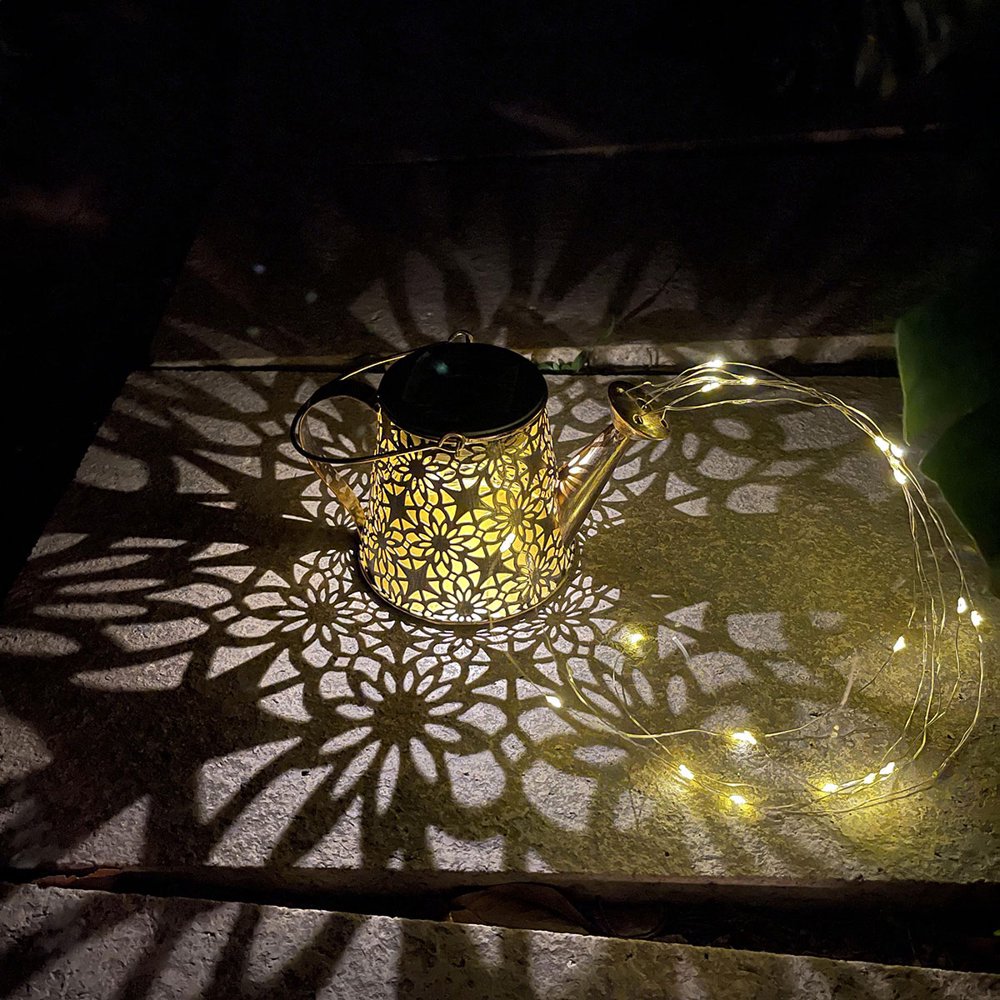Guirlande Lumineuse Solaire En Forme D’arrosoir - Éclairage Extérieur Décoratif Avec Effet Eau Qui Coule - Étanche IP65