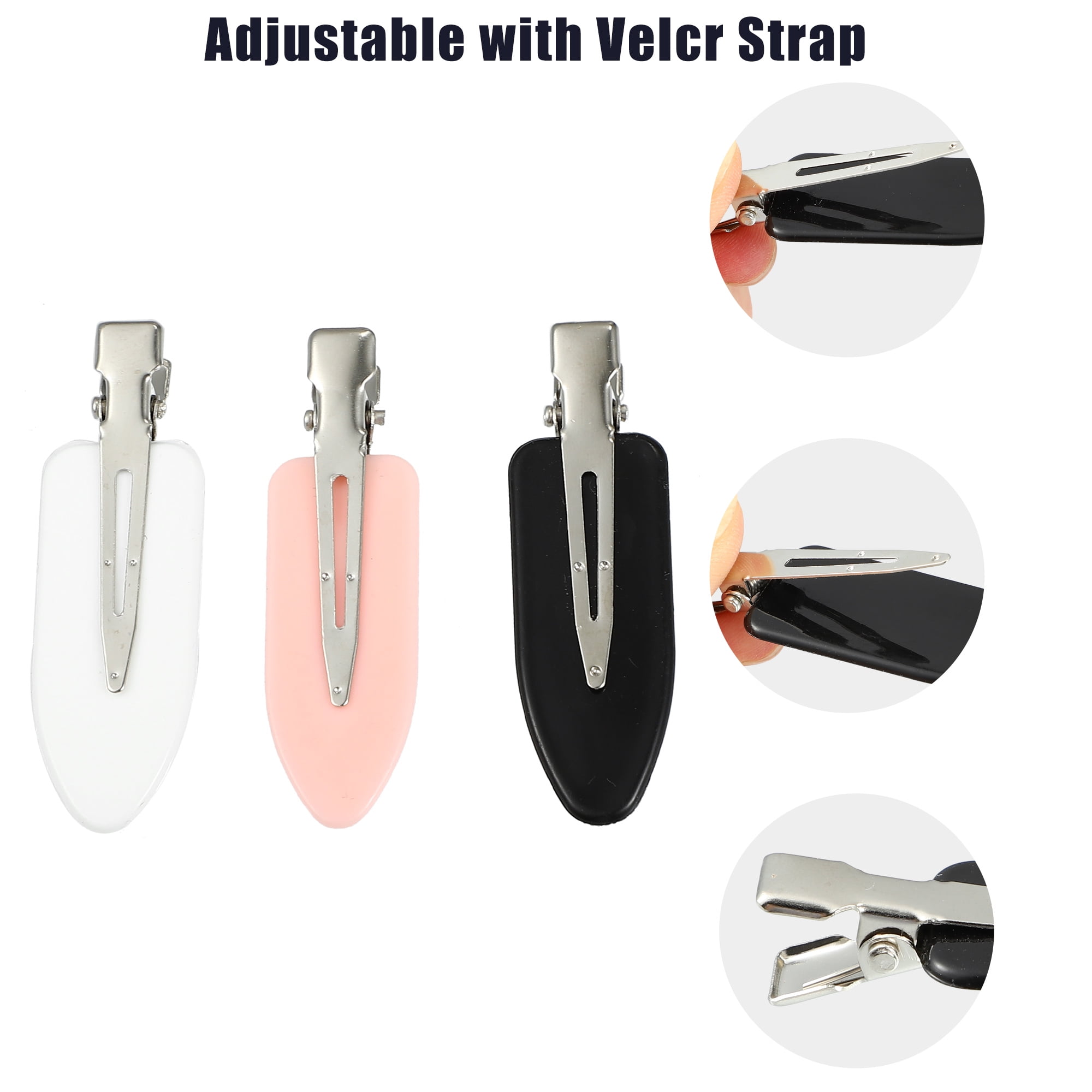 Unique Bargains Plastic Barrettes Leaf-Shaped Black White Pink 2.36"x0.71" 8 Pcs