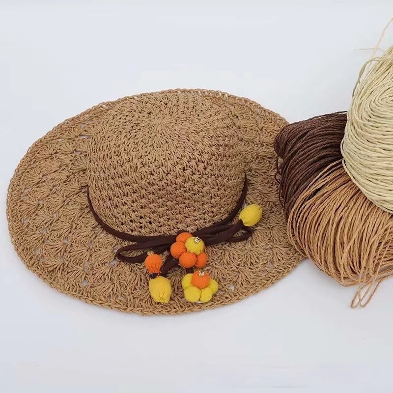 Animal Husbandry Cotton Straw Raffia Thread Hat Thread Crochet Hat