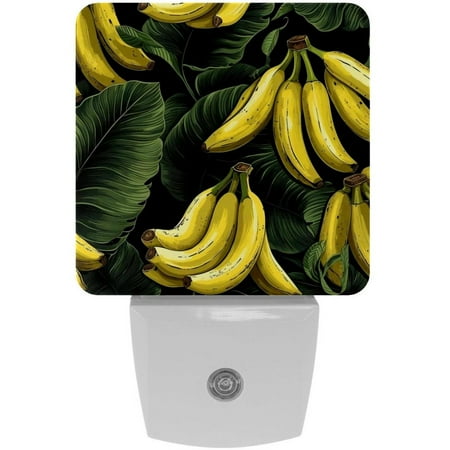 

Fruit Banana Seamless Pattern 2 Pack Night Lights Plug Into Wall Decorative With Auto Dusk-To-Dawn Sensor LED Night Light For Kids Adults Rooms Toilet Hallway Stairs