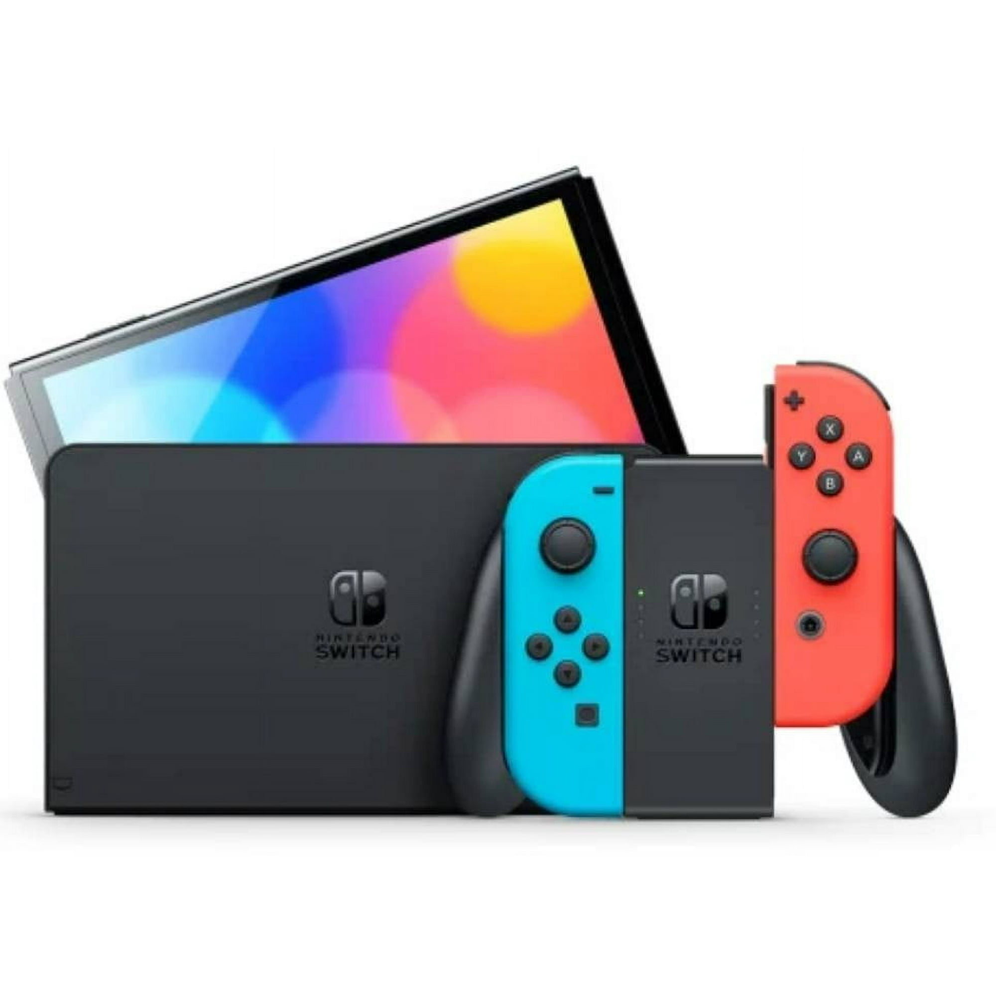 Nintendo Switch OLED Neon Blue/Red with Minecraft Game