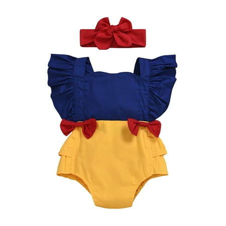 

Farrubbyine8 Infant Baby Girl Bowknot Ruffle Romper Jumpsuit Bodysuit Headband