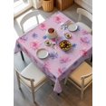 thumbnail image 6 of Spring Floral Table Cloth, Waterproof Tablecloth for Square Tables, Summer Botanical Purple Pink Flower Reusable Washable Fabric Table Cover for Restaurant Kitchen Dining Tables 54"x54", 6 of 9