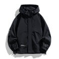 thumbnail image 4 of LYSMORA Men's Hooded Windbreaker Jacket Zip‑Snap Closure Long Sleeve Utility Rain Coat with Drawstring Hood Relaxed Fit Outerwear for Winter Outdoor, 4 of 7