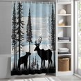 thumbnail image 3 of Bear Deer Forest Fabric Shower Curtain Animal Blue Wood Grain Washable Shower Curtains for Bathroom, Waterproof Bath Curtain with Hooks Home Decor 36x72in, 3 of 8