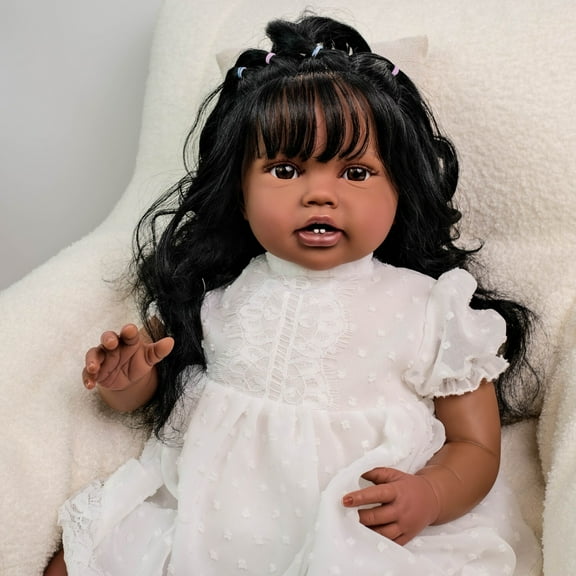 Lifelike Reborn Baby Dolls Black -24 inch Baby - Adorable Realistic-Newborn Baby Doll African American Real Life Baby Dolls Cloth Body with Gift Box for Kids