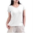 thumbnail image 2 of Fengqque Womens Basic T Shirts Summer Tops,Womens V Neck Tees Casual Summer Solid T Shirts Short Sleeve Tops Women's Tops White XL(XL), 2 of 6