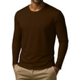 thumbnail image 3 of Mens Long Sleeve Shirts Crewneck T Shirts Fall Tops Casual Basic Tees Clothes Brown L, 3 of 6