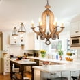 thumbnail image 3 of Cusp Barn Farmhouse 6-Light Empire Candle Style Chandelier with Wood Accents, 3 of 7