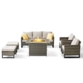thumbnail image 3 of POCASSY 6PCS Outdoor Furniture Set with Fire Pit Table - All Weather Patio Conversation Set with Gray Wicker Outdoor Accent Club Chairs and 41" Propane Firepit Table for Balcony, Porch, Garden - Gray, 3 of 14