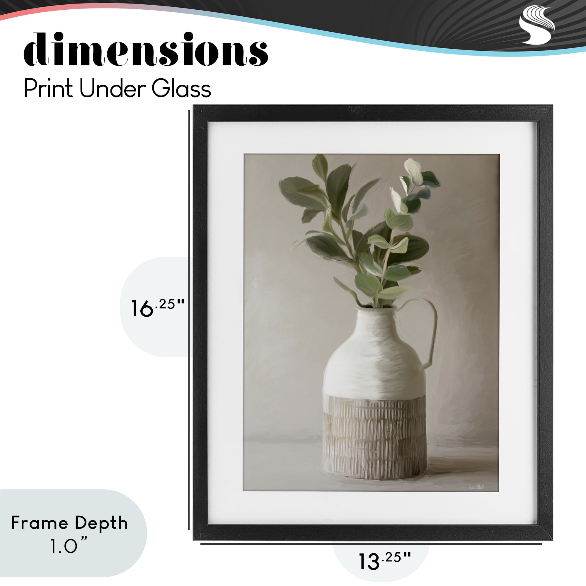 Stupell Industries Eucalyptus In Vase Black Framed Print Under Glass, design by House Fenway