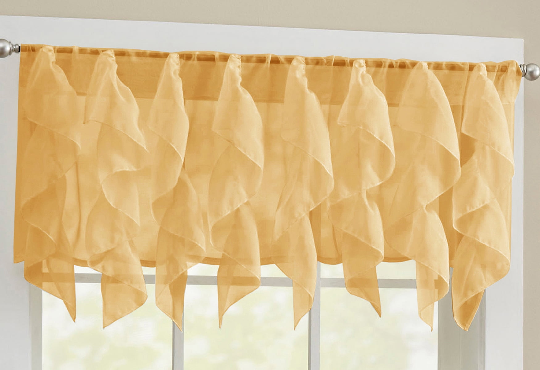 Sheer Voile Vertical Ruffle Window Kitchen Curtain 12