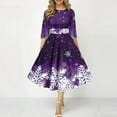 thumbnail image 2 of Wangmeiwg Christmas Dresses for Women Christmas Snowflake Print Long Casual Dress for Women with Round Neck and Half Sleeve Elegant Design 5XL Purple, 2 of 7