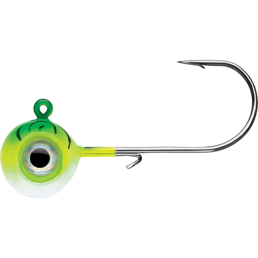 VMC NME1GFU Neon Moon Eye Jig 1 Oz 2/0 Hook 4 Pack Green Fire UV