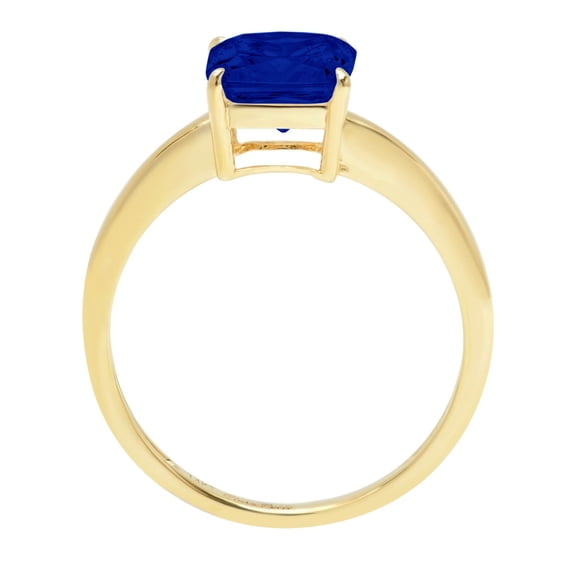 2.5 ct Asscher Cut Simulated Blue Sapphire Solitaire Engagement Ring for Women in 18K Yellow Gold