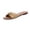 Womens Sandal - Brown, variant on Slip On Sandals for Women Open Toe Flat Mules Elegant Woven Braided Wide Band with Sleek Metallic Oval Ornament Decor Chic Everyday Outdoor Footwear