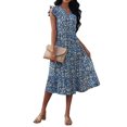 thumbnail image 1 of Liacowi Women Summer Boho Floral Print Midi Dress Ruffle Fly Sleeve Sleeve V Neck A Line Sundress High Waist Flowy Beach Long Dress, 1 of 9