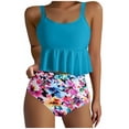 thumbnail image 2 of Traje de baño vintage estampado para mujer, traje de baño conservador, traje de baño de bikini con falda de playa estampada para mujer, traje de baño de nailon para mujer, 2 of 4