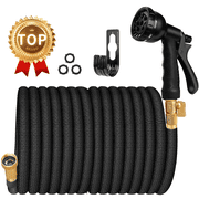 SUNDAN Expandable Garden Hose 100ft No Kink Flexible Water Hoses for Outdoor with 8-Pattern Spray Nozzle(Black)