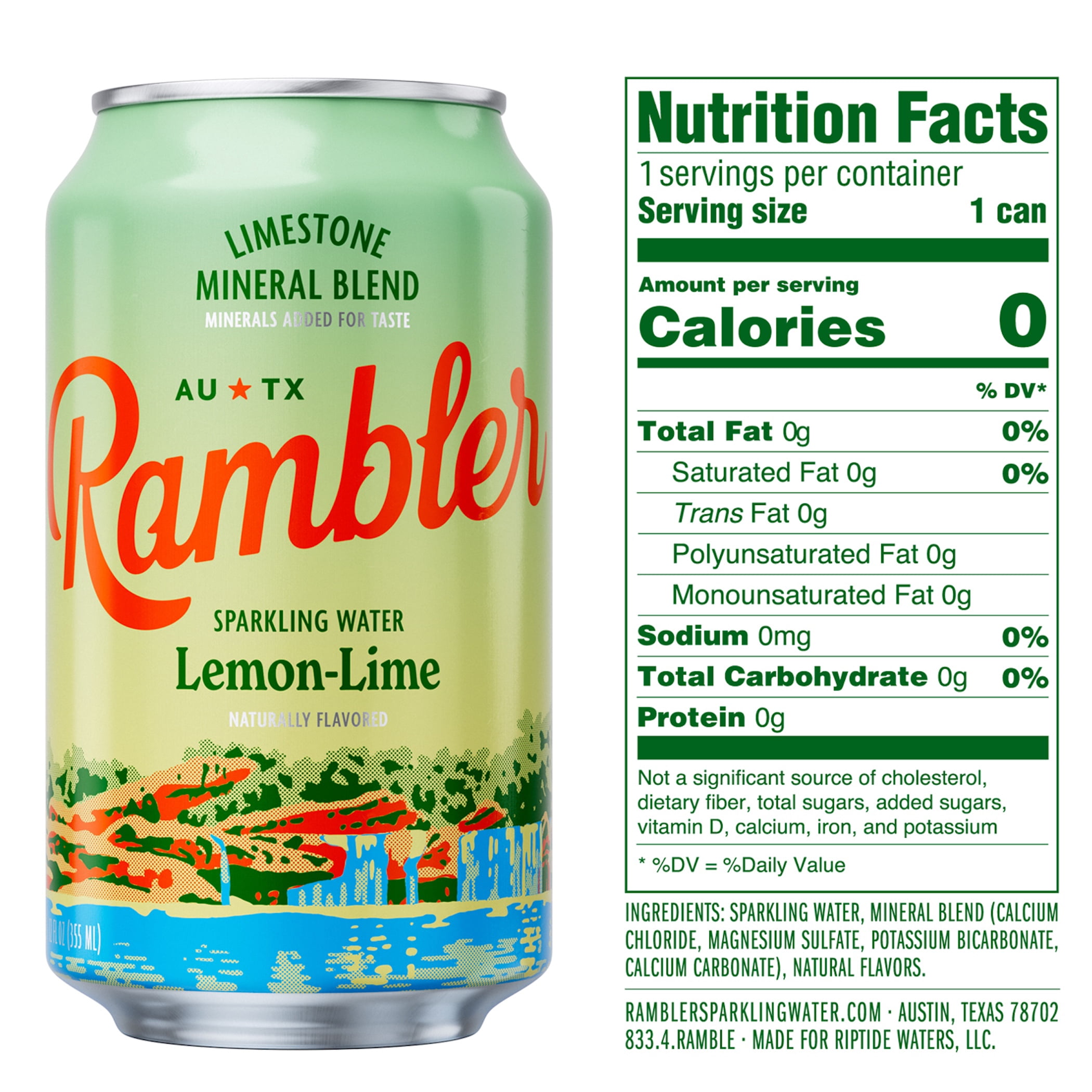(3 pack) Rambler Lemon Lime Sparkling Water 8 - 12 fl Oz Cans