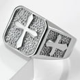 thumbnail image 2 of Stainless Steel Signet Style Christian Cross Religious Cocktail Party Biker Statement Wedding Ring, 2 of 5