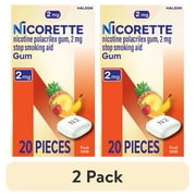 (2 pack) Nicorette Nicotine Gum, Stop Smoking Aids, 2 mg, Fruit Chill, 20 Count