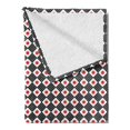 thumbnail image 2 of Japanese Soft Flannel Fleece Throw Blanket, Flag Motif with Checkered Grid Style Stripes and Squares Oriental, Cozy Plush for Indoor and Outdoor Use, 60" x 80", Vermilion Black White, by Ambesonne, 2 of 5