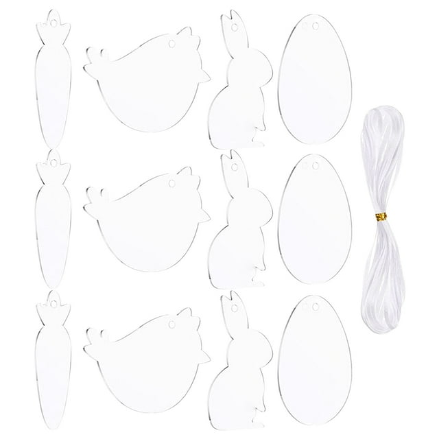 Weiweiguan 12Pcs Easter Themed Blank Board DIY Painting Pendant Kids Drawing Accessory