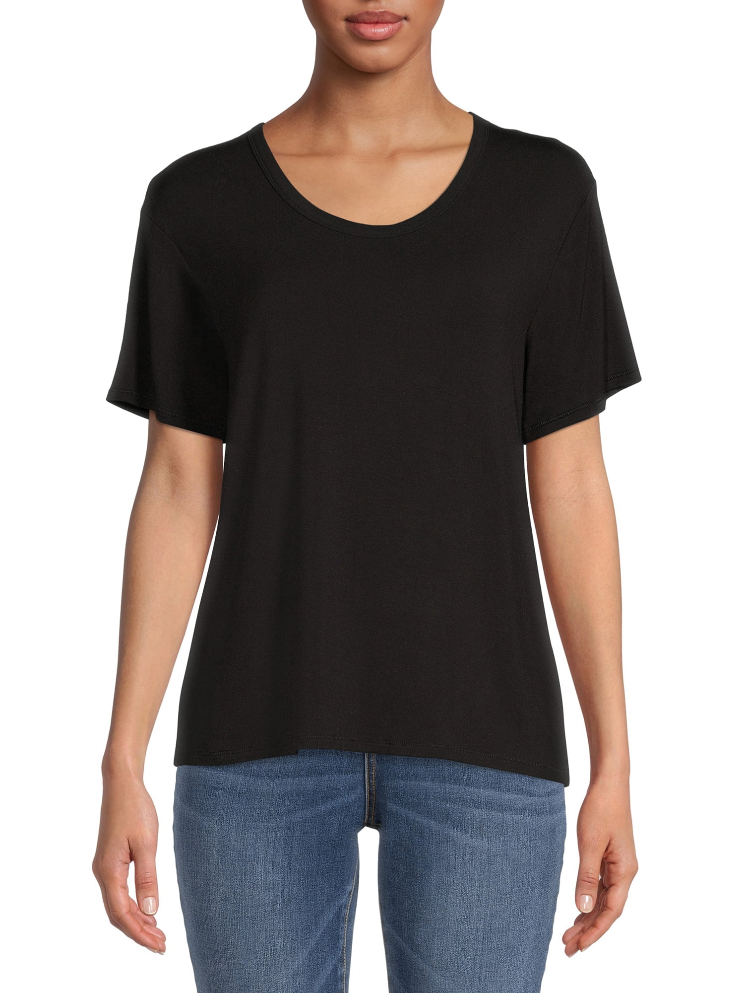 Time and Tru Women's Washed Scoop Neck