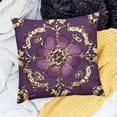 thumbnail image 2 of SHANXI Throw Pillow Covers Decoration Gold Flower Purple Brown and Beige Art Asia Asian Backdrop for Living Room Bedroom Sofa 12x12in, 2 of 5