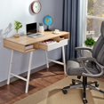 thumbnail image 2 of JJS Home Office Writing Desk with Drawers, Modern Computer Study Wooden Desk Table Laptop PC Workstation with Storage, Mid Century Oak, 2 of 6