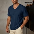 thumbnail image 6 of Stamzod Mens Shirts Summer V-Neck Corduroy Pullover Tops Loose Casual Short Sleeve T-Shirts Plus Size Men Clothing Navy XXL, 6 of 9