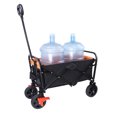 thumbnail image 4 of Folding Wagon Cart with Portable Large Capacity for Camping Fishing, Garden, Shopping and Beach, Outdoor Utility Wagon with Cover Bag, Heavy Duty Cart with All Terrain Wheels and Brake, Black&Orange, 4 of 9