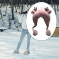 thumbnail image 5 of Milageto Women Antler Ears Hat Durable Plush Hat for Camping Shopping Outdoor Pink, 5 of 8