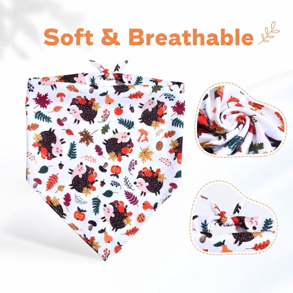 Fall Dog Bandanas Thanksgiving Day Bandanas for Dogs Maple Leaf Pumpkin Patterned for Small Medium Large Pets Thanksgiving Party Autumn Costume