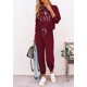 thumbnail image 4 of Conjunto Deportivo PRETTYGARDEN Top de Manga Larga y Pantalón Jogger Rojo Vino Talla L, 4 of 5