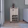thumbnail image 3 of Newboti Furniture Bar cart cabinet, with 6 built-in bottle racks, 1 interior shelve, 2 side shelves, 4-wheel, 1 space with wood door to store glasses, cups, coffee or snacks, Light gray 43908, 3 of 5