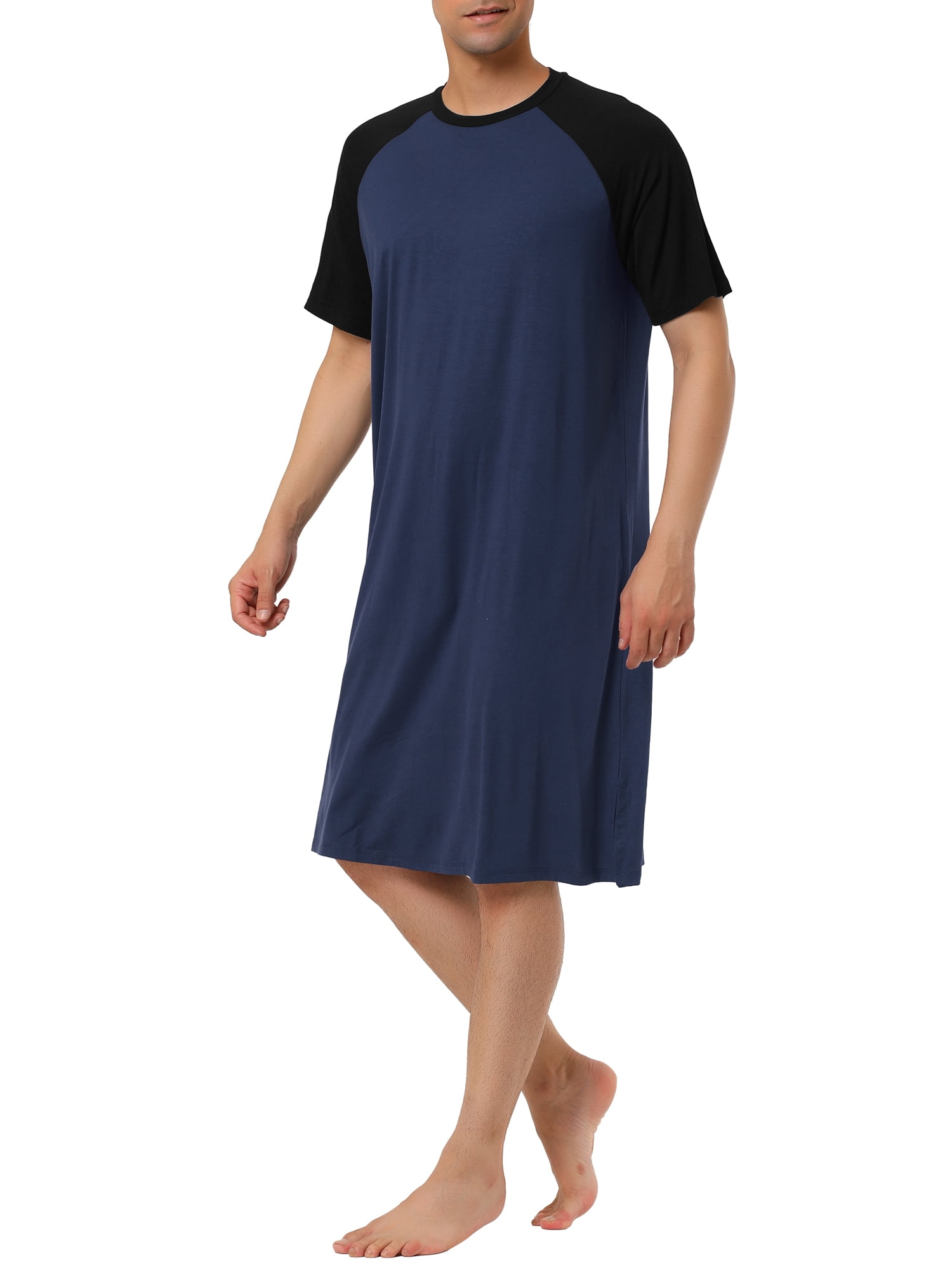 Unique Bargains Men's Nightshirt Raglan Sleeves Lounge Nightgown