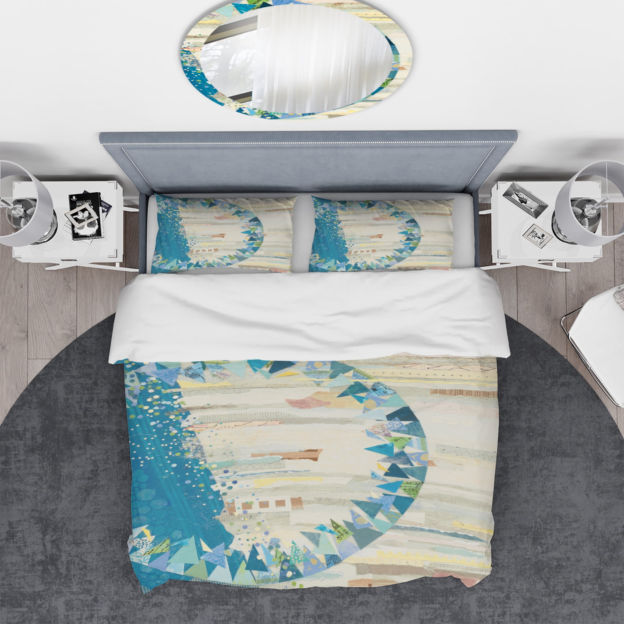 Designart 'The Calm Indigo Stripes' Geometric Duvet Cover Set