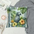thumbnail image 2 of COMIO Parrot Throw Pillow Cushion Cover, Tropic Pattern with Parrot Orchids and Hibiscus Flowers Hawaiian Jungle Style Image, Decorative Square Accent Pillow Case, White Yellow, 2 of 5