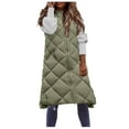 thumbnail image 2 of Jacenvly Winter Women's Long Down Vest Zipper Puffer Ladies Warm Pocket Hooded Coat Maxi Jacket Activewear Sleeveless Down Parkas, 2 of 7