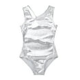 thumbnail image 3 of Zaldita Kids Girls Sparkly Dance Ballet Leotard Glitter Gymnastic Bodysuit Hollow Out Back Unitard Silver 7-8, 3 of 6