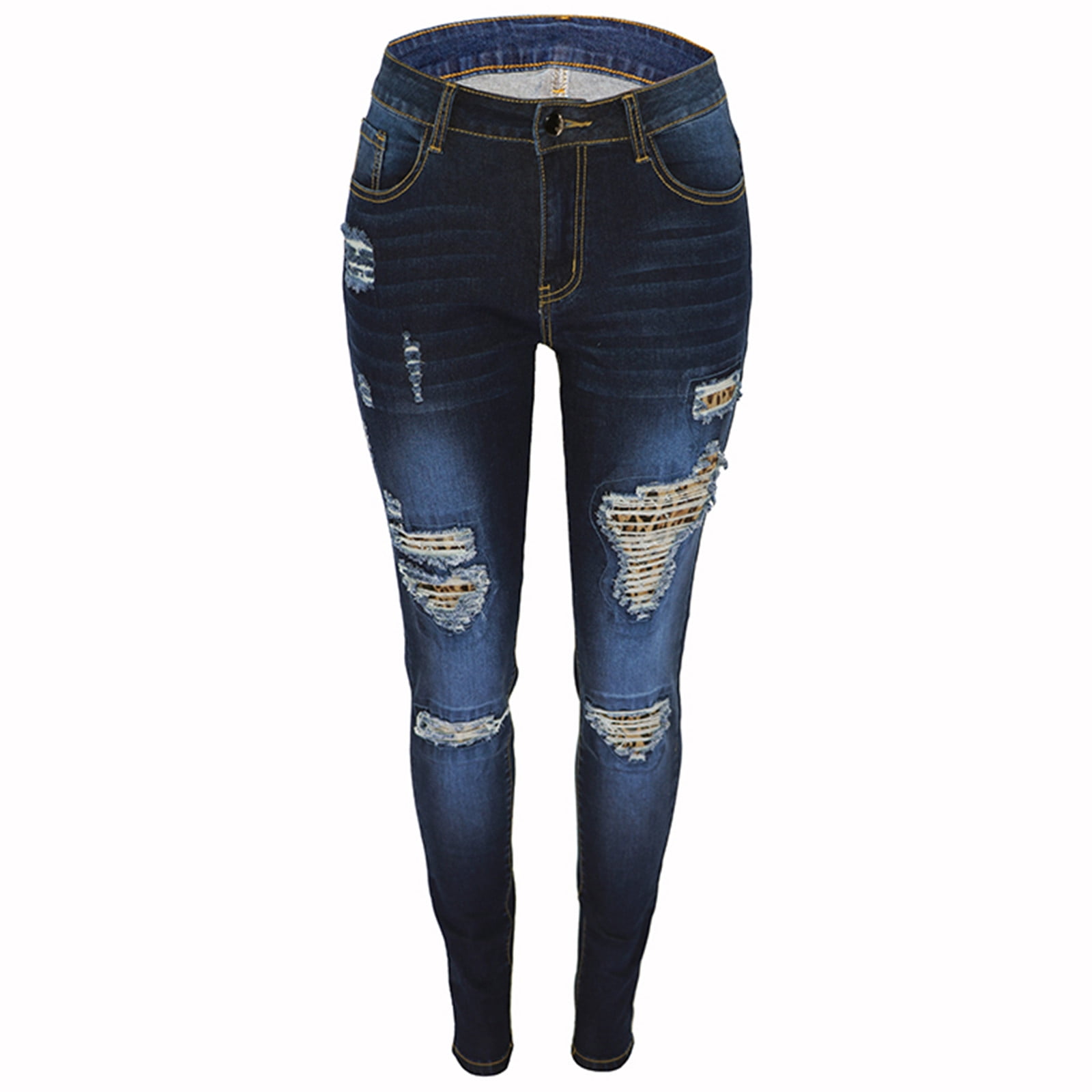 Women's Sexy Skinny Denim Jeans Ripped Distressed Holes Slim
