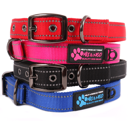 - Max and Neo MAX Reflective Metal Buckle Dog Collar - We Donate a Collar to a Dog Rescue for Every Collar Sold (X-LARGE, BLUE)