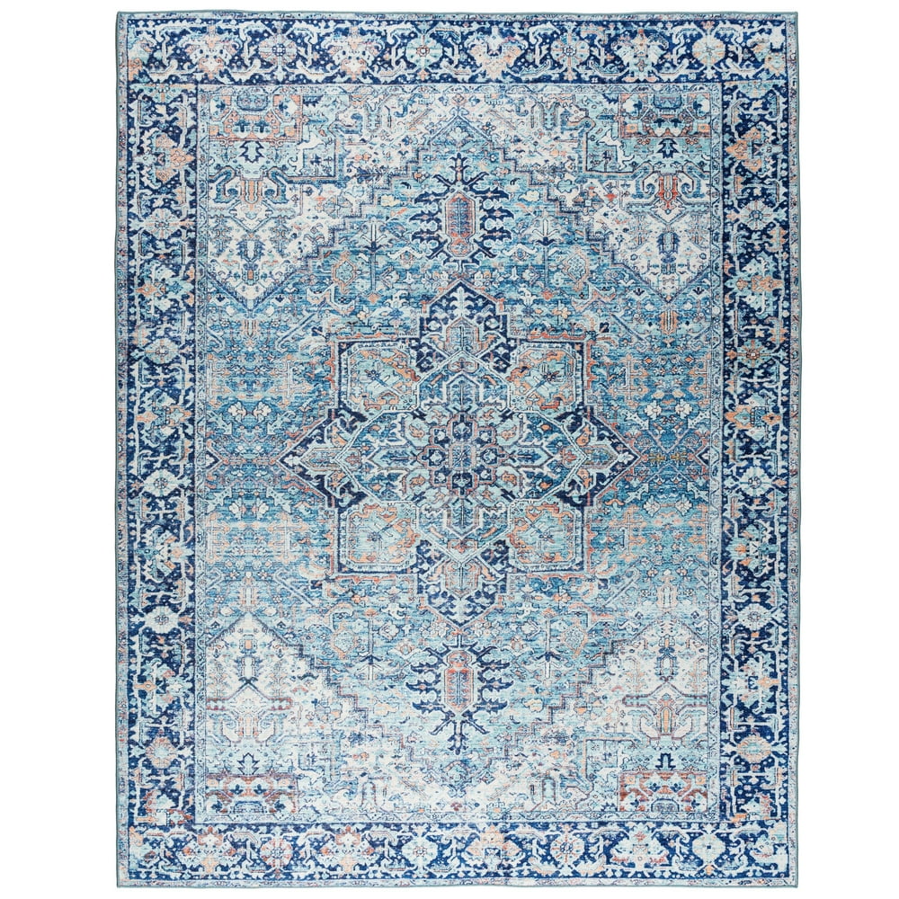 ReaLife Rugs Machine Washable Vintage Distressed Traditional Blue