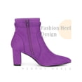 thumbnail image 3 of BLISSFUL STEP Pointed Toe Bow Block Heel Ankle Boots for Women, 3 of 5